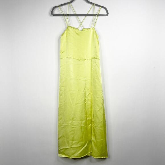Zara Dresses & Skirts - 2/$30 ZARA Strappy Tulip Slip Dress Small Apple Green Straight Neck Midi #7322